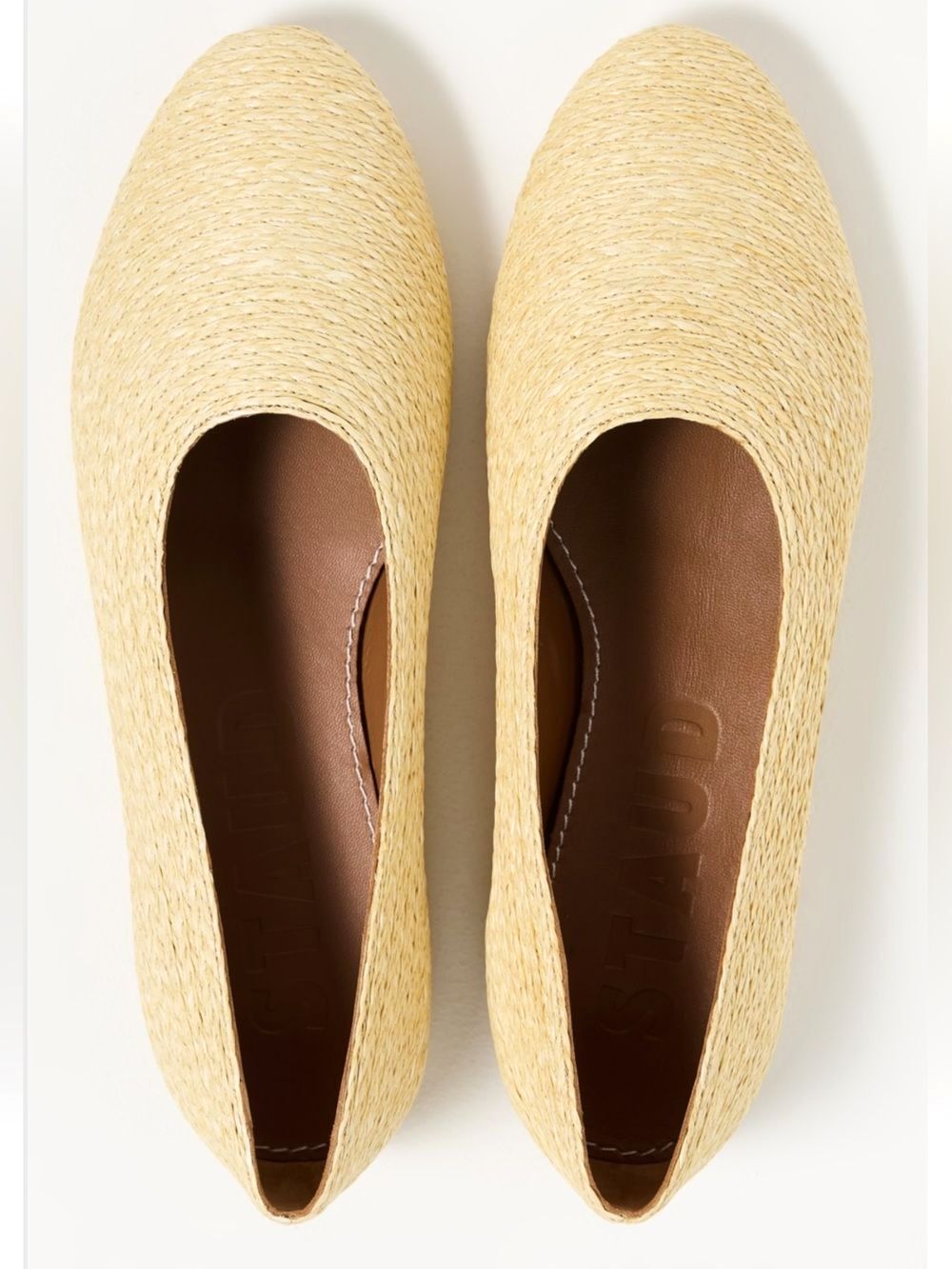 STAUD Darling Natural Woven Raffia Flats Sz 8.5 NEW $450 - Sold-Out!!